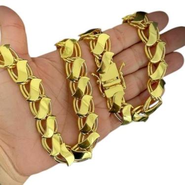 Imagem de Corrente Dubai S 13mm com Fecho 750  Banhada a Ouro 18K - ToJoia18k