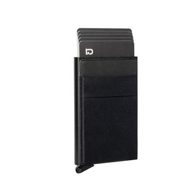 Imagem de Carteira inteligente Jenoss para homens: couro de flor integral, feito à mão, capa pop up de metal, porta-cartão de crédito fino com bloqueio RFID, minimalista, compacta - organizadores de cartões de