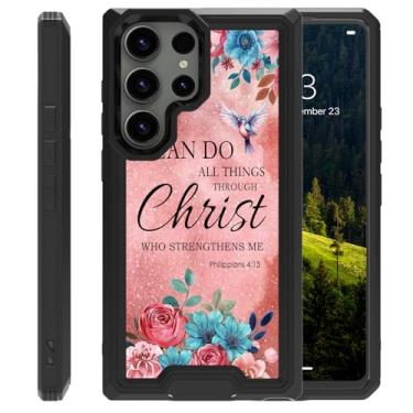 Imagem de CAPAUNVDA Capa para Samsung Galaxy S25 Ultra, proteção aprimorada da câmera, capa de telefone de proteção à prova de choque de nível militar para Galaxy S25 Ultra, Bíblia Filipenses 4-13
