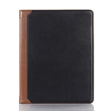 Imagem de Capa para iPad Pro-7 (28.7 cm) 2024, capa inteligente DMaos Vintage Book de couro sintético com suporte, hibernar/despertar automático, porta-cartões de documentos comerciais - preta