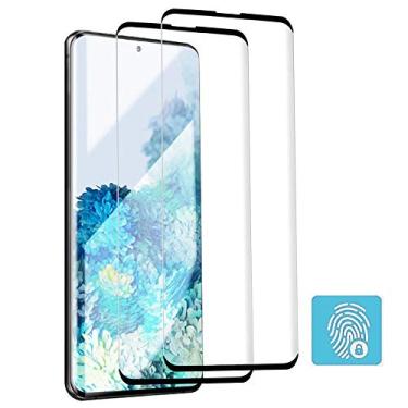 Imagem de Película protetora de tela para Galaxy S20+, (2 peças) com rigidez 9H, cobertura total, película protetora de vidro temperado 3D curvo para Samsung Galaxy S20plus (antistratch) (compatível com capas) (desbloqueio de impressão digital)