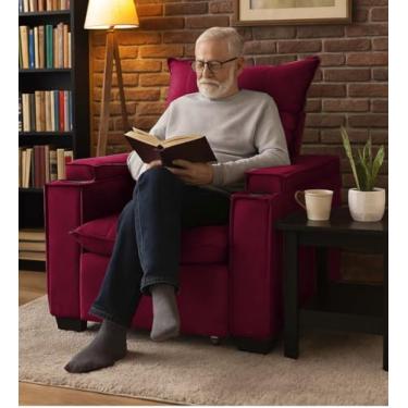 Imagem de Poltrona Papai Reclinável Pulse Porta Copos Carregador usb Vermelho