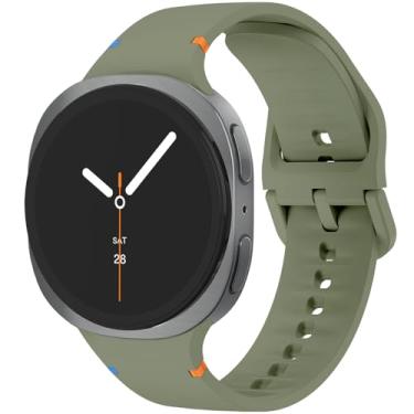 Imagem de Pulseiras esportivas de silicone sem lacunas de 40 mm, 44 mm e 46 mm, sem lacunas, compatível com Samsung Galaxy Watch 8 e 8 Classic de 40 mm, 44 mm e 46 mm (verde militar, M/G)