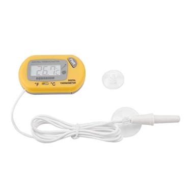 Imagem de TOPINCN Aquário Termômetro LCD Digital Fish Tank Termômetro Fish Tank Water Terrarium Temperature Meter Moisture Resistant Reptile Terrarium Temperature Gauge with Submerge Probe (Amarelo)
