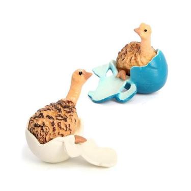 Imagem de Estatuetas realistas de pintinho de avestruz x2 figuras de animais em 