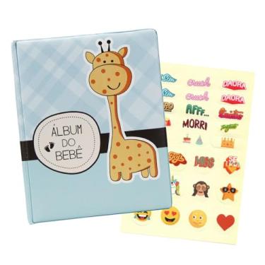 Imagem de Album 500 fotos 10x15 Bebe Menino com Diario do bebe e Adesivos