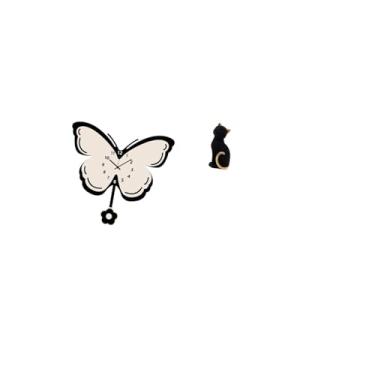 Imagem de Fenteer Relógio de Parede de Acrílico com Borboleta E Estátua de Gato, Estatueta de Resina, Escultura Decorativa para Escritório, Sala de Jantar, Quarto Infan