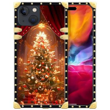 Imagem de TAMEFOX Capa compatível com iPhone 15, árvore dourada do Salão de Natal, capa protetora de TPU (poliuretano termoplástico) macio e resistente à prova de choque para iPhone 15