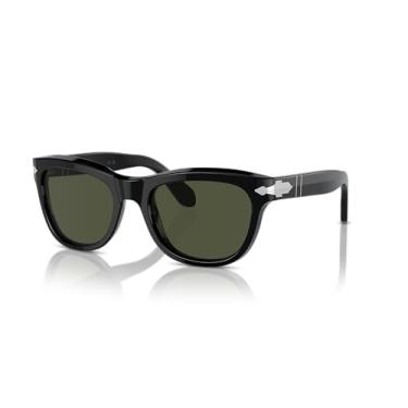 Imagem de Persol Óculos de sol unissex armação preta, lentes verdes, 57 mm