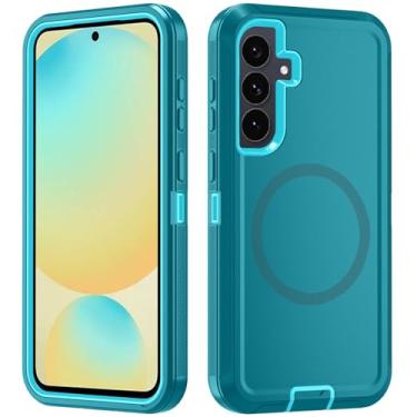 Imagem de Asuwish Capa de telefone para Samsung Galaxy S24 FE 5G com protetor de tela de vidro temperado, capa magnética híbrida à prova de choque protetora resistente acessórios resistentes S 24 EF AI S24FE