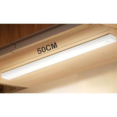 Imagem de Luminária LED 50 cm Branco Quente com Sensor de Movimento, Recarregável USB e Instalação Fácil – Iluminação Automática Sem Fio