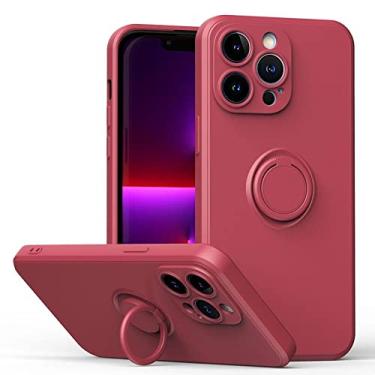 Imagem de Capa de telefone de silicone líquido com suporte de anel magnético para iPhone 13 11 14 12 Pro Max XS Max XR X 13Pro 14 Capa macia, T13, para iphone 13Pro Max