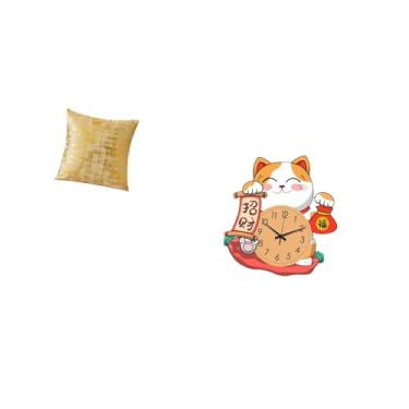 Imagem de Fenteer Capa de Almofada Elegante para Gato, para Sala de Estar, Escritório, Dormitório, Carro, com Relógio de Parede Silencioso E Sem -taque, para Quart