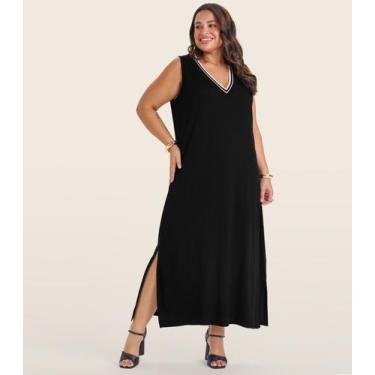 Imagem de Vestido Plus Size em Viscose Secret Glam Preto, Plus G2, Preto