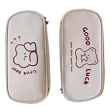 Imagem de Estojo de lápis fofo animal lápis bolsa resistente à sujeira Oxford tecido papelaria grande capacidade bolsa de armazenamento de lápis, artigos de papelaria escolares para estudantes do ensino médio, 2 peças