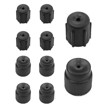 Imagem de KUQUTIDY 10 peças de tampas de válvula CA R134a, tampa de porta de baixa pressão CA de 0,51"/13 mm de substituição de tampa de alta pressão de 0,62"/16 mm, serviço de ar condicionado universal, tampas