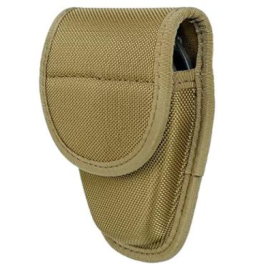 Imagem de TAFTACFR Bolsa de algema única moldada para polícia xerife policial padrão militar com fecho de pressão seguro (nylon cáqui)