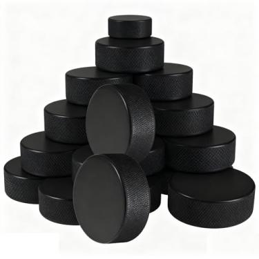 Imagem de AceFox Discos de hóquei no gelo NHL-Regulation - 170 g, 7,6 cm de diâmetro x 2,5 cm de espessura - pacote com 24 discos de treino para treinamento e jogos