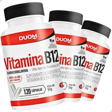 Imagem de Kit 3 Vitamina B12 Cianocobalamina 360 Cáps Concentrado Natural Sem Sa