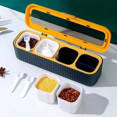 Imagem de Porte de Temperos 4 Divisorias e Condimentos Com Colher Porte Tempero 
