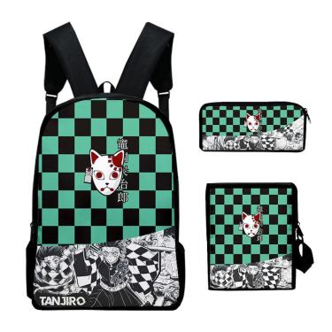 Imagem de Conjunto de mochilas impressas em 3D Anime School Kamado Tanjirou para crianças