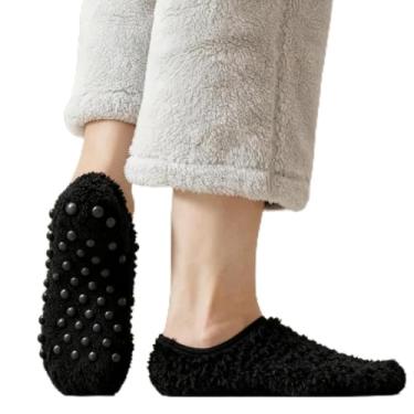 Imagem de 1 par de meias grossas antiderrapantes para outono e inverno, quentes, confortáveis, respiráveis, meias e meia-calça femininas, Preto, 21