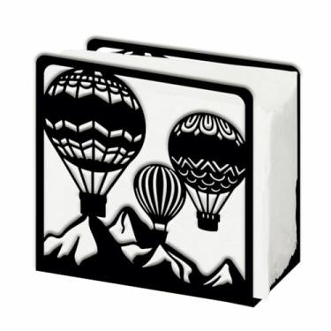 Imagem de SUPERDANT Balão de ar quente porta-guardanapos preto para mesas, cordilheira de montanha, dispensador de papel para guardanapo de papel para cozinha, mesa de jantar, bancada, suportes de metal para