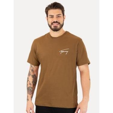Imagem de Camiseta Tommy Jeans Masculina Embroidered Signature Marrom-Masculino
