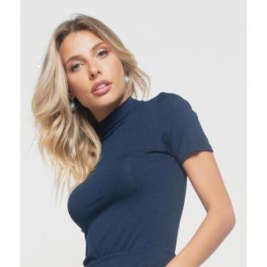 Imagem de Blusa Salvatore Fashion Gola Alta Manga Curta Malha Feminina-Feminino