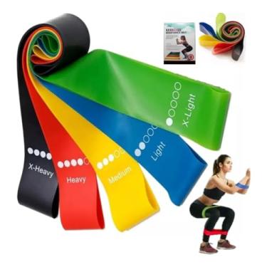 Imagem de Kit 5 Faixas Elásticas de Exercício Mini Bands – Alongamento, Pilates, Yoga, Treino Funcional, Academia, Fisioterapia e Condicionamento Físico