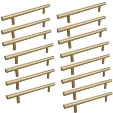 Imagem de Kit 15 Puxador Haste Dourado Em Inox Redondo 256mm - RENNA