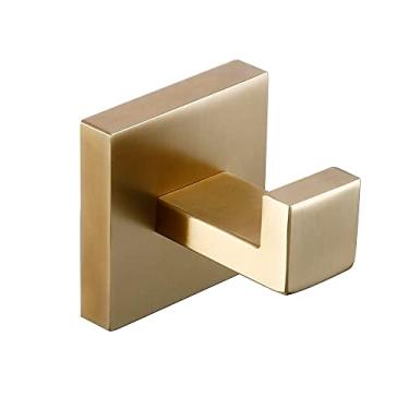 Imagem de Conjunto de acessórios de banheiro dourado escovado, suporte de escova de vaso sanitário, suporte de papel higiênico, barra de toalha, trilho, gancho para saboneteira, gancho para roupão