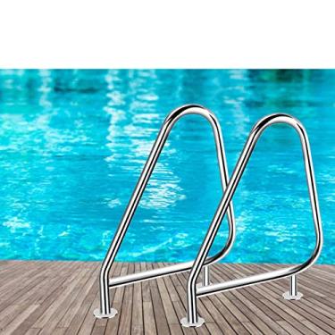 Imagem de KIDYBO Corrimão de piscina de aço inoxidável de 35,4 x 56 cm × 31,20 cm Trilho de mão de piscina de aço inoxidável fácil de instalar corrimãos de segurança para piscinas internas e externas