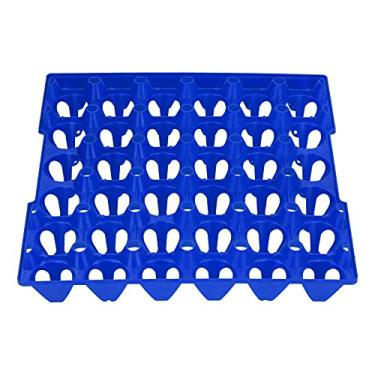 Imagem de Cryfokt Bandeja Multifuncional do Suporte do Ovo para Armazenar e Proteger Ovos, Apartamentos Plásticos Grossos Ovo para o Transporte, 5 Pces (Azul)