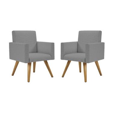 Imagem de Kit 02 Poltronas Decorativa Tecido Linho Grafite