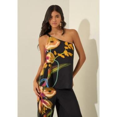 Imagem de Blusa Alongada Estampada De Um Ombro Só-Feminino