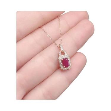 Imagem de Colar Com Pingente De Rubi Natural Para Mulheres Em Prata Esterlina 92