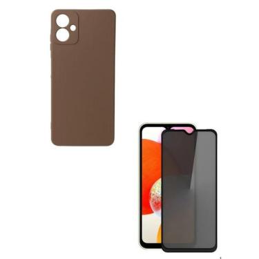 Imagem de Película Fosca Privacidade + Capinha Aveludada Marrom Para Galaxy A07 