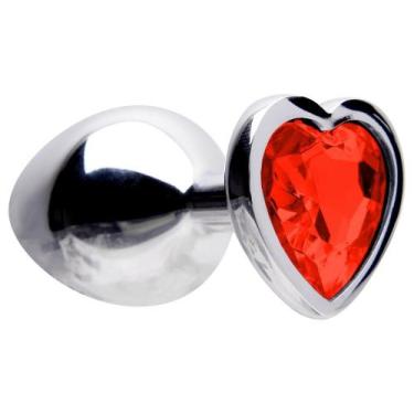 Imagem de Plug Anal Médio Metal Cromado Com Coração Brilhante 8x3,4cm - SutilSex
