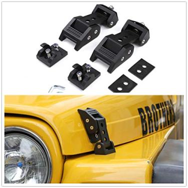 Imagem de TJ Capuz Trava Capuz Trava Trava Capuz - JeCar Alumínio Capuz Trava Kit para Jeep Wrangler TJ Accessories 1997-2006