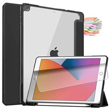 Imagem de Billionn Capa para iPad 10,2 polegadas [iPad 2020 8ª geração/iPad 7ª geração] + protetor de tela, [hibernar/despertar] capa traseira transparente, preta