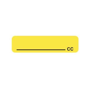 Imagem de Tabbies Etiqueta de seringa de medicamentos veterinários, amarelo fluorescente, 3,8 cm L x 1,5 cm A, cc", tamanho para uso em seringas padrão, 760 etiquetas por rolo