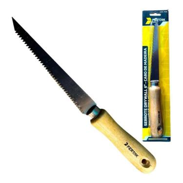 Imagem de Serrote Profissional 6 Drywall Gesso Cabo Madeira Lâmina Aço