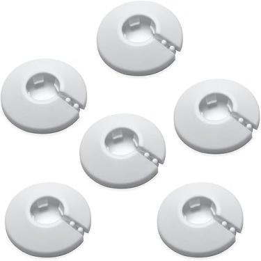 Imagem de Bettomshin Encaixe 1,7 cm de diâmetro flange tubo de água decoração cobertura de tubo branco radiador pp plástico 17 mm coleira de guarnição para decoração de tubo de parede 6 peças