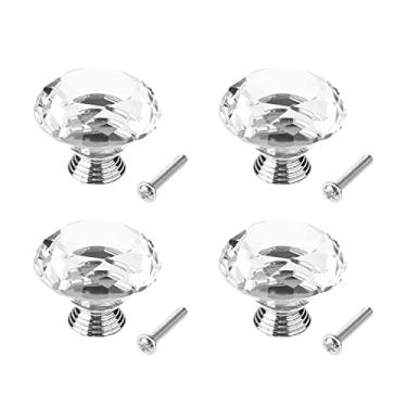 Imagem de Bettomshin Puxador de plástico cristal puxadores de armário gavetas de armário armário cômoda estante guarda-roupa, tom transparente 4 peças