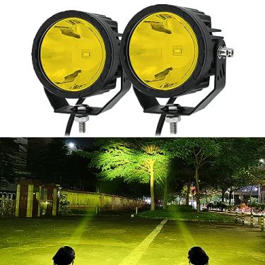 Imagem de STDYSUN Luzes de neblina de LED redondas amarelas para dirigir, 2 peças, farol de 9,5 cm, faróis de neblina de motocicleta, luzes auxiliares, para-choques de vala, luzes de bicicleta adequadas para