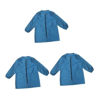Imagem de Beavorty 3 Pecas vestido de salão vestido azul tanquíni feminino jaqueta feminina vestido formal capa de salão roupão de salão manicure roupa de spa cortar postagem roupas de trabalho cara