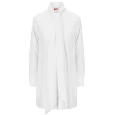 Imagem de STAUD Minivestido feminino branco Maryn Tie Neck manga comprida algodão stretch popeline, Branco, M