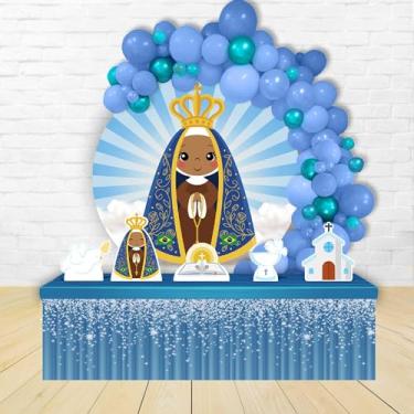 Imagem de Kit Decoração Painel Redondo Festa de Aniversário Infantil Nossa Senhora da Aparecida