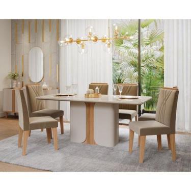 Imagem de Sala De Jantar Charlote 180cm Com 6 Cadeiras Nicole Off White/Nature/J